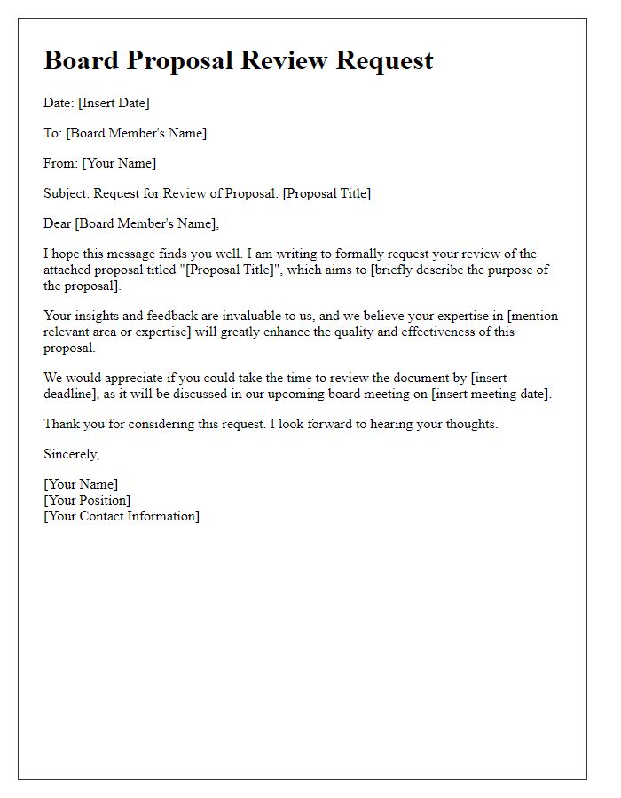 Letter template of board proposal review request