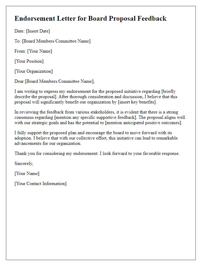 Letter template of endorsements for board proposal feedback