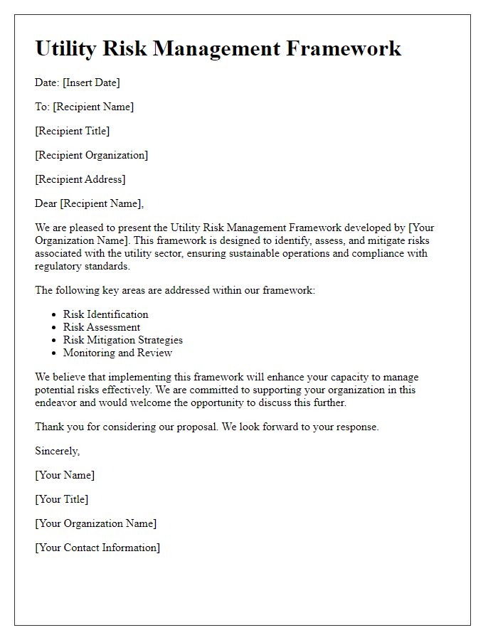 Letter template of utility risk management framework
