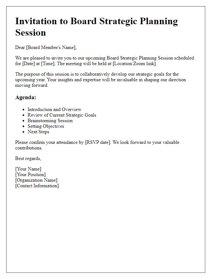 Letter template of board strategic planning session invitation