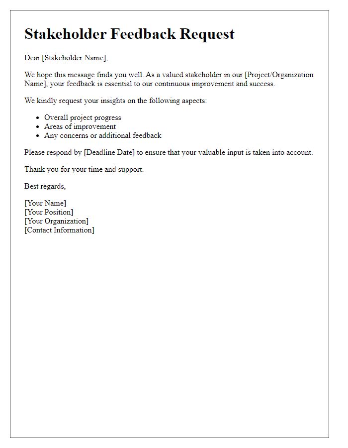 Letter template of stakeholder feedback request