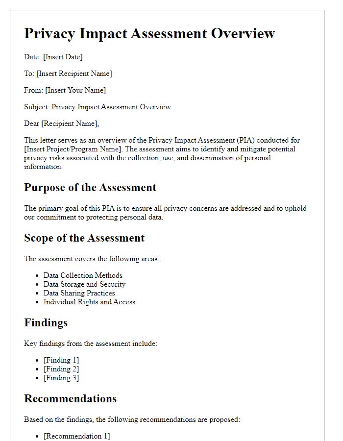 Letter template of Privacy Impact Assessment Overview