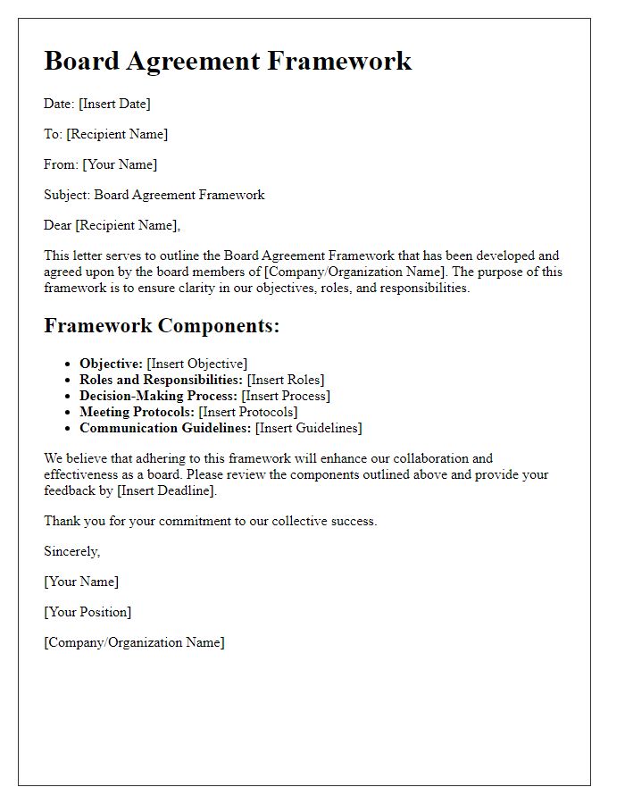 Letter template of Board Agreement Framework