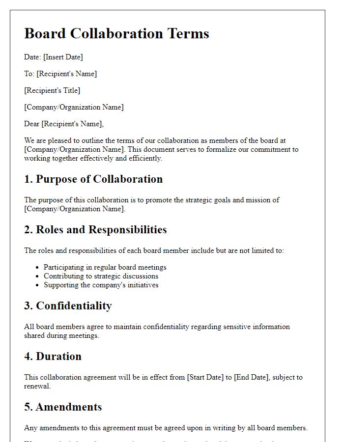 Letter template of Board Collaboration Terms