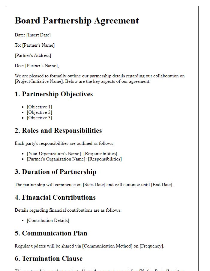 Letter template of Board Partnership Details