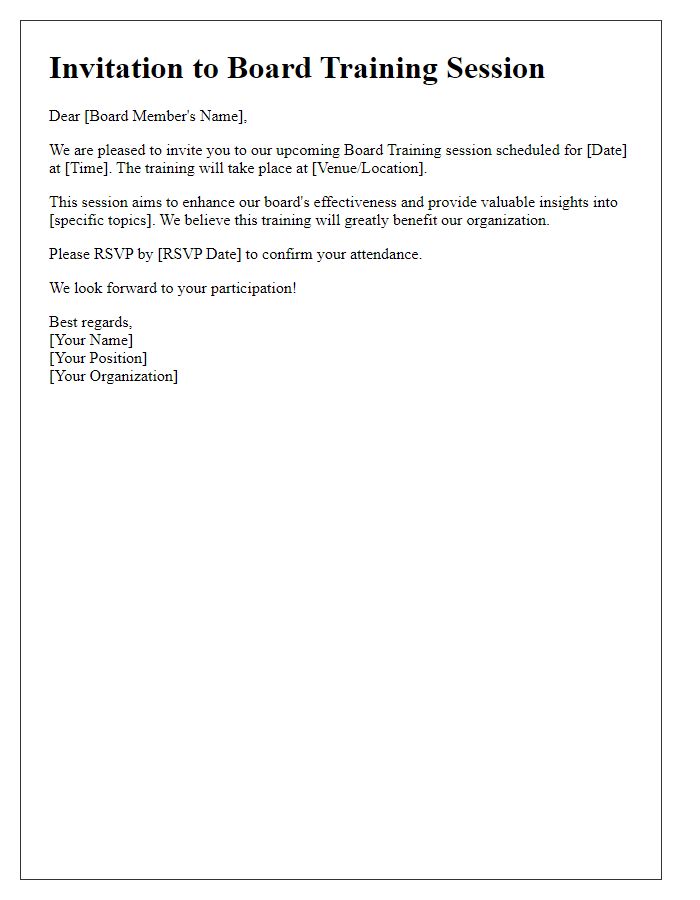 Letter template of board training invitation