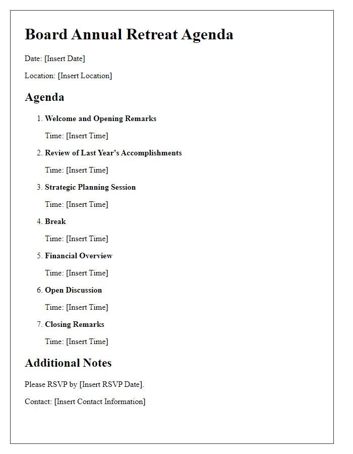 Letter template of agenda for board annual retreat