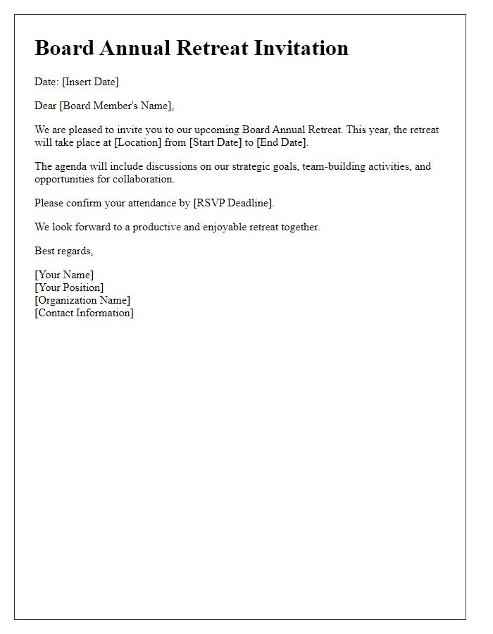 Letter template of invitation for board annual retreat