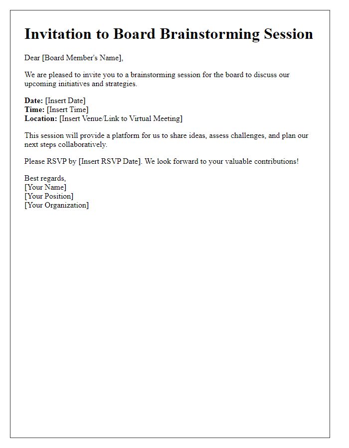 Letter template of invitation for board brainstorming session