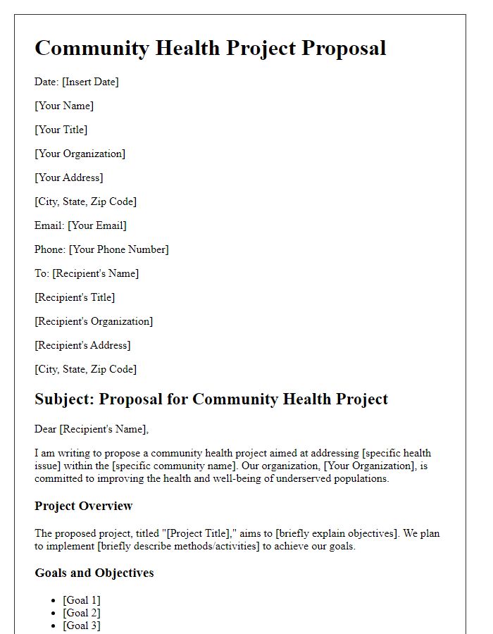 Letter template of community health project proposal